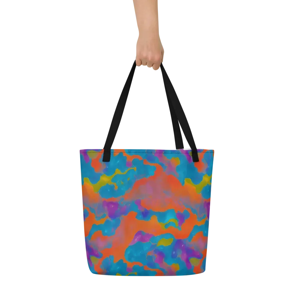 Chromatic Tidal Wave on Large Tote Bag W/ Pocket — Front