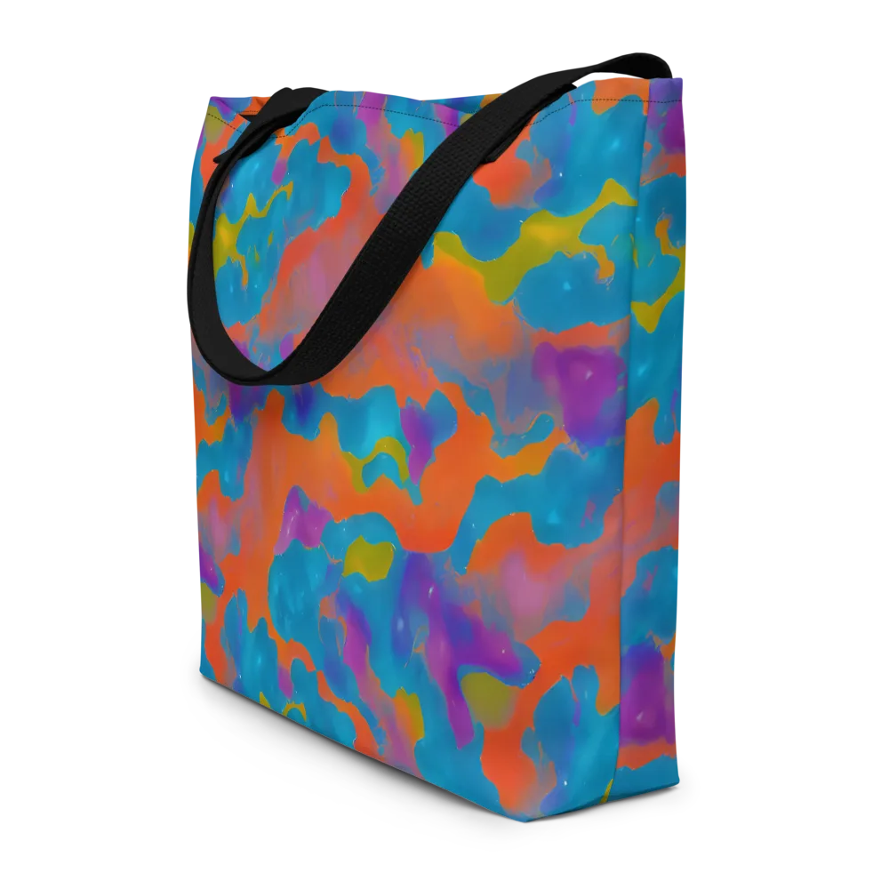 Chromatic Tidal Wave on Large Tote Bag W/ Pocket — Front