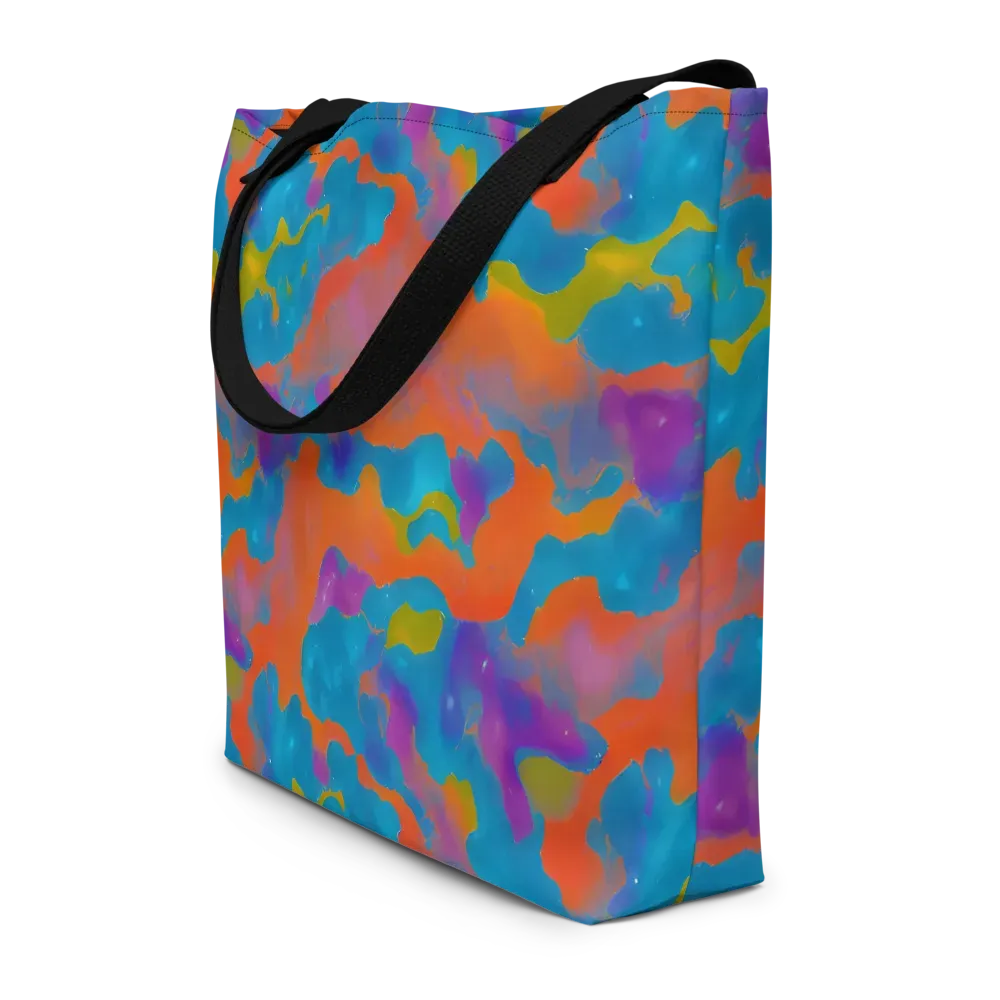 Chromatic Tidal Wave on Large Tote Bag W/ Pocket — Front