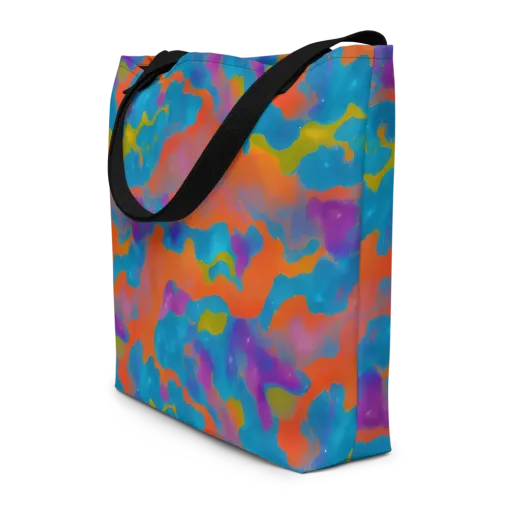 Chromatic Tidal Wave on a Large Tote Bag W/ Pocket