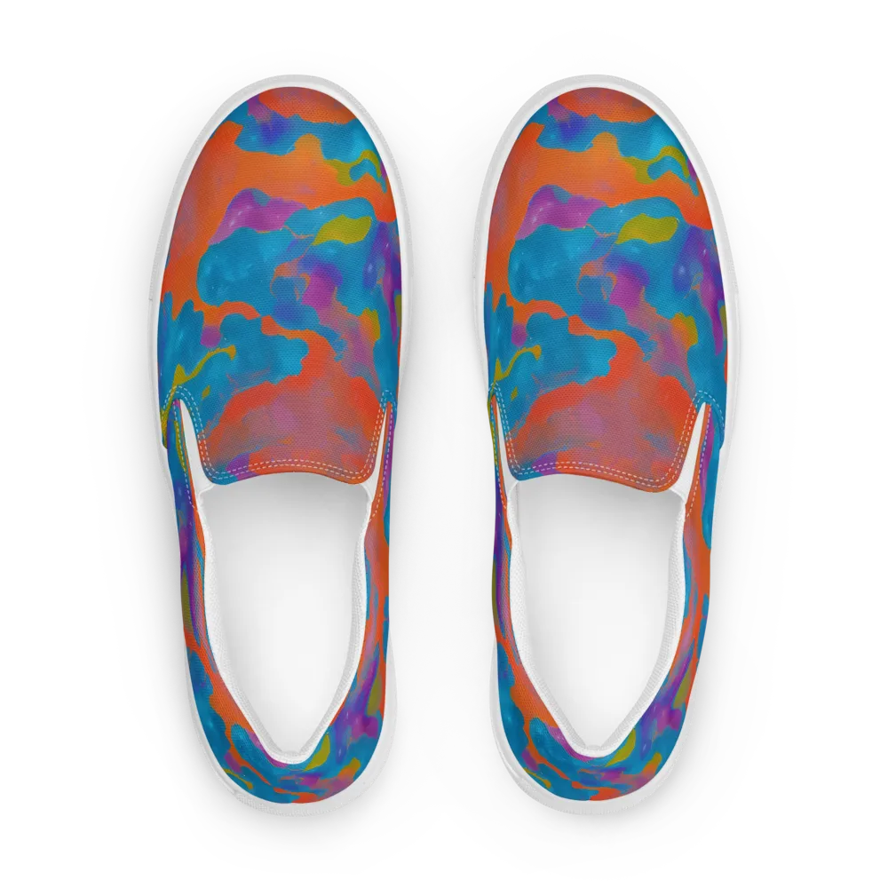Chromatic Tidal Wave on Women's Slip-On Canvas Shoes — Front
