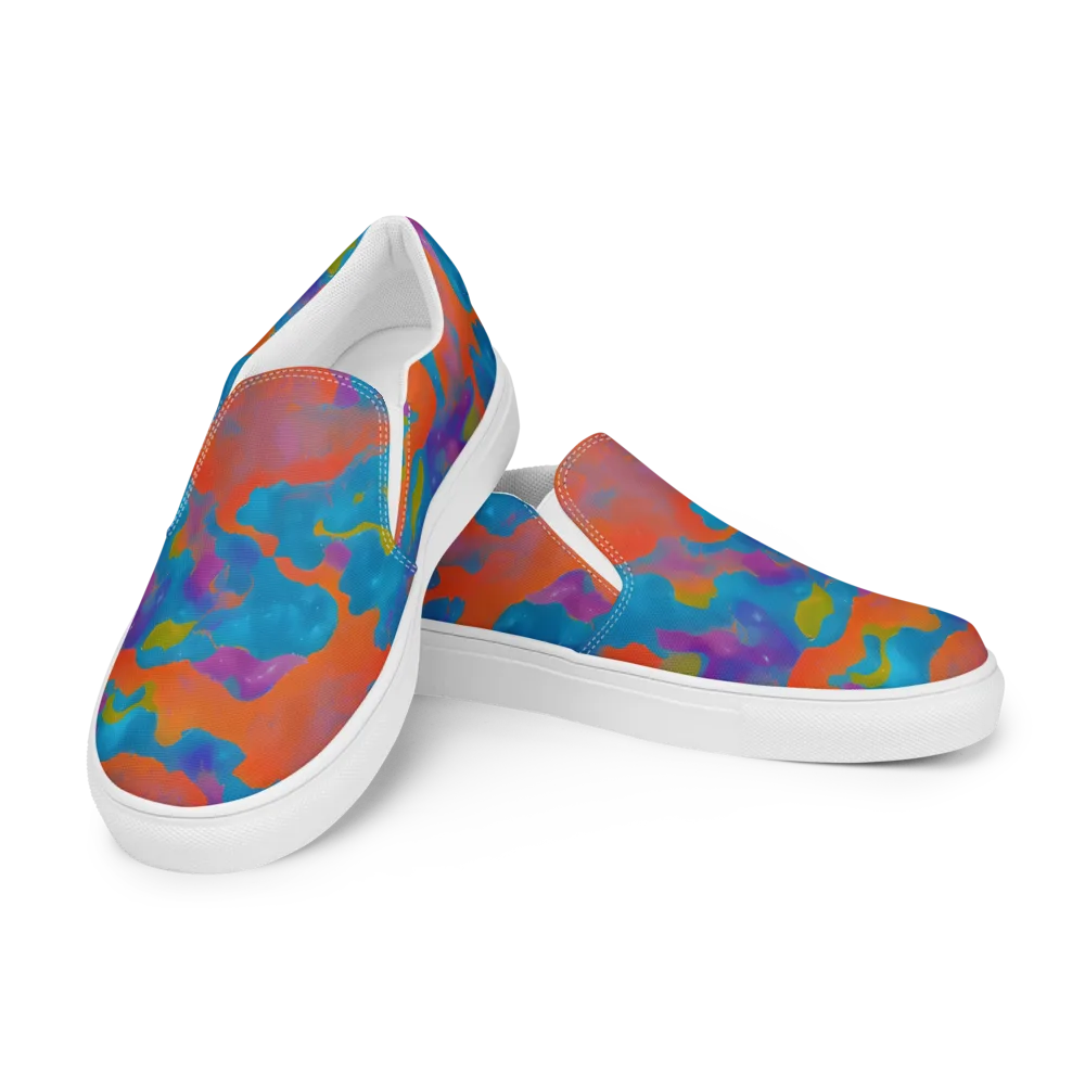 Chromatic Tidal Wave on Women's Slip-On Canvas Shoes — Left Front