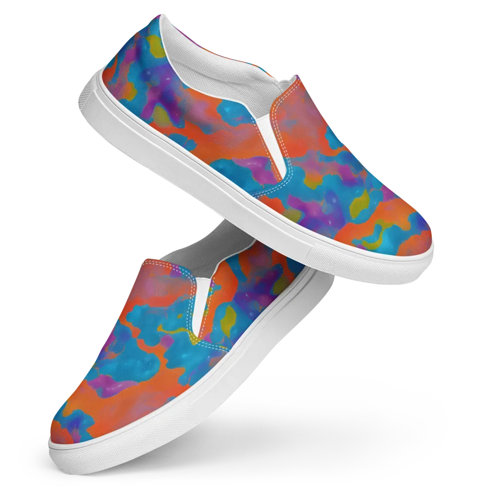 Chromatic Tidal Wave on Women's Slip-On Canvas Shoes — Front
