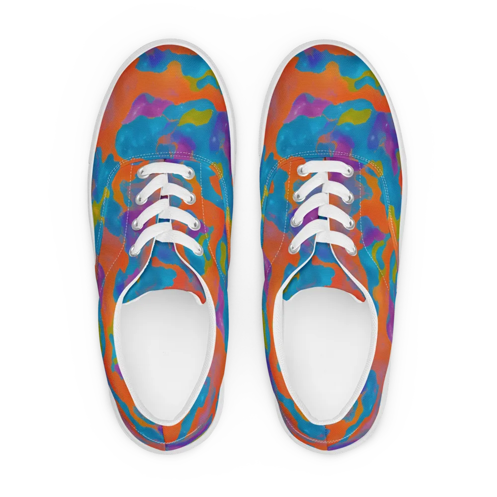 Chromatic Tidal Wave on Men's Lace-Up Canvas Shoes — Front