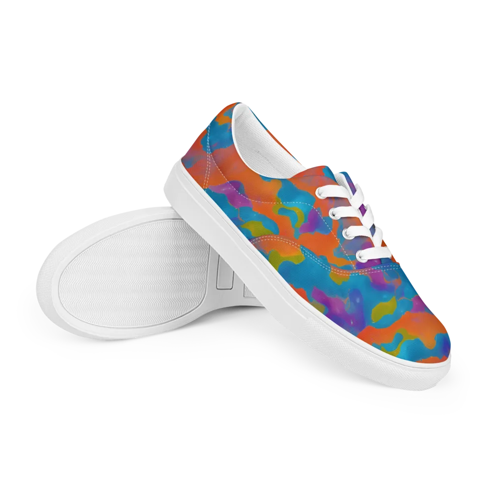Chromatic Tidal Wave on Men's Lace-Up Canvas Shoes — Right Front