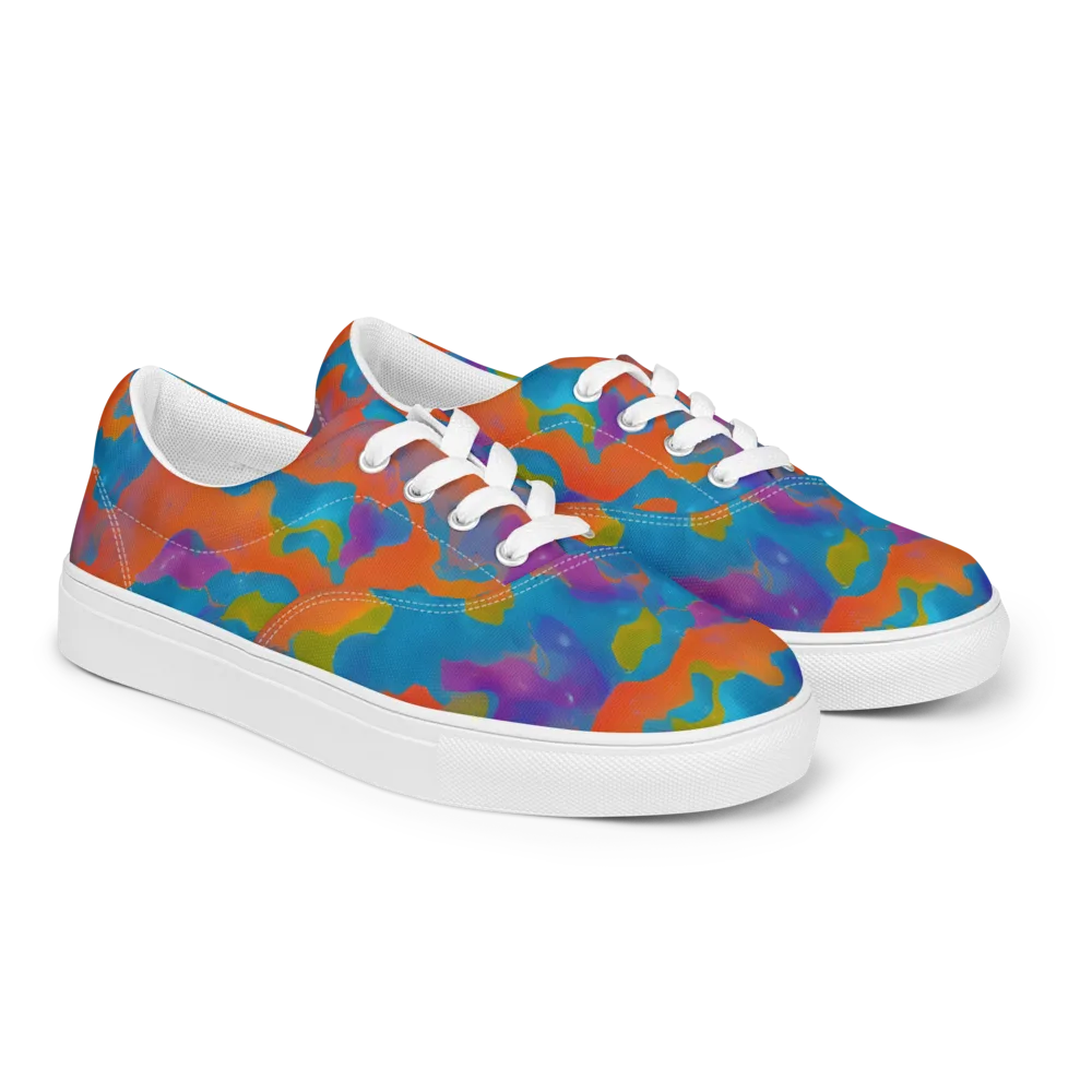Chromatic Tidal Wave on Men's Lace-Up Canvas Shoes — Right Front