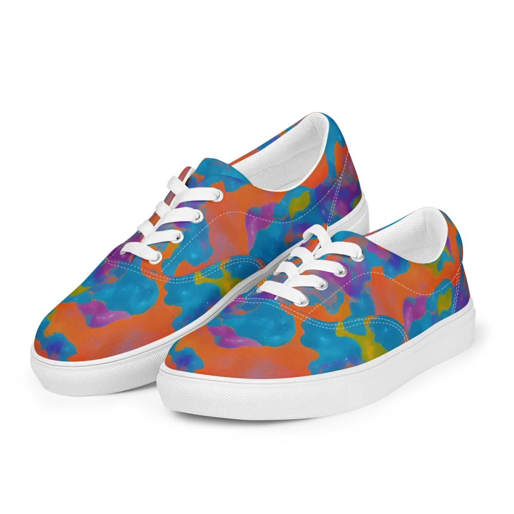 Chromatic Tidal Wave on Men's Lace-Up Canvas Shoes — Left Front