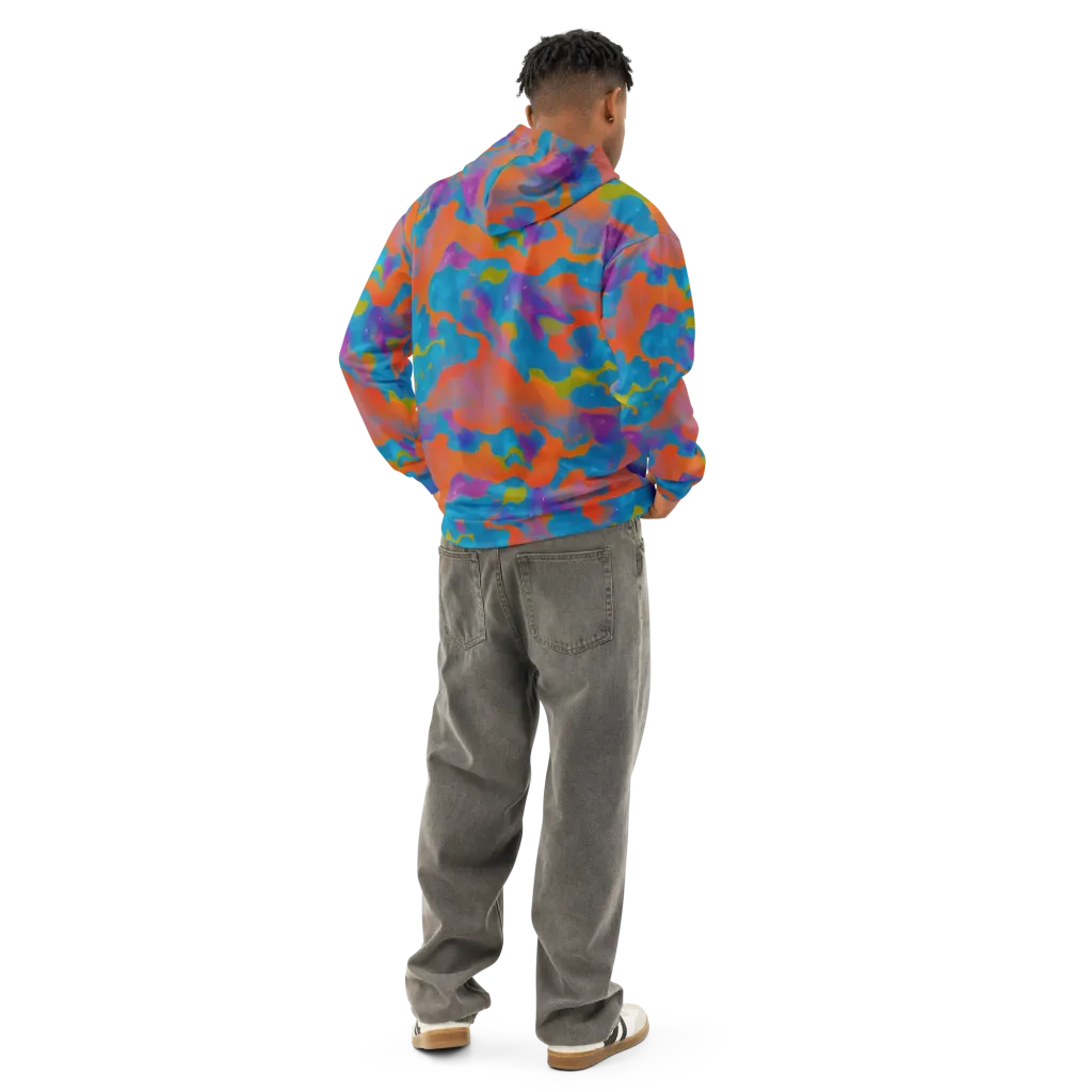 Chromatic Tidal Wave on Cotton Hoodie — Back