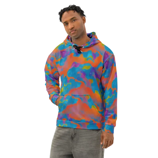 Chromatic Tidal Wave on a Cotton Hoodie