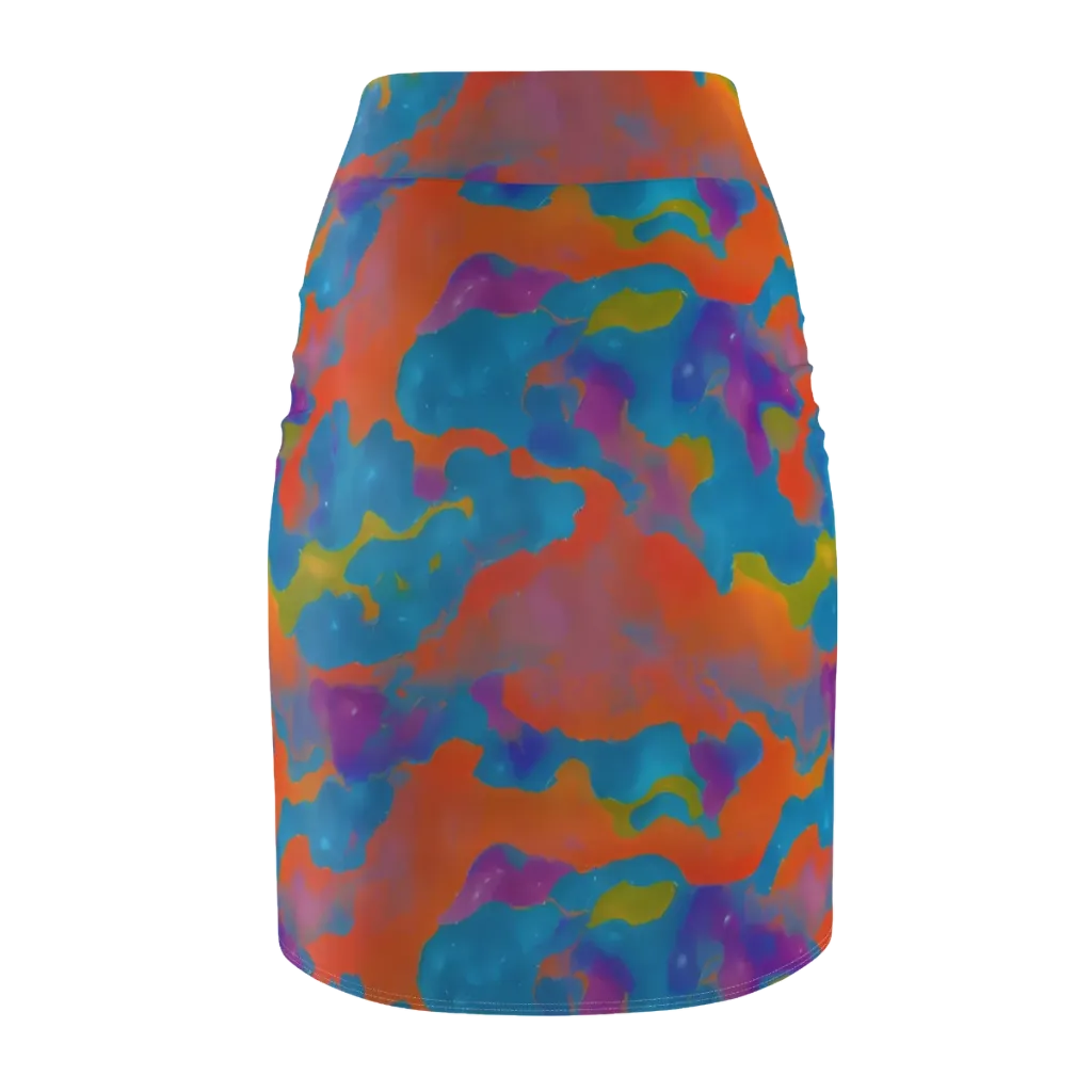 Chromatic Tidal Wave on Pencil Skirt — Back