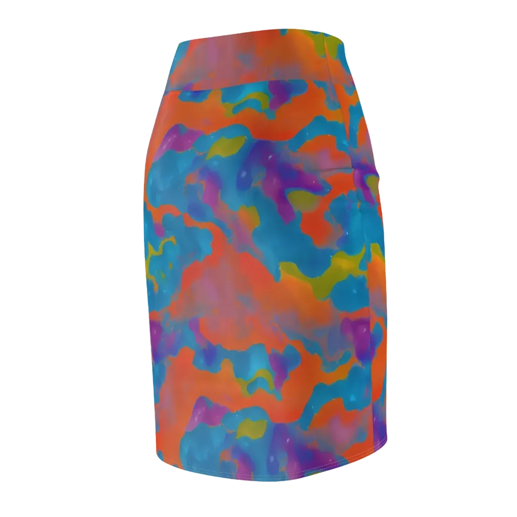 Chromatic Tidal Wave on Pencil Skirt — Back Side