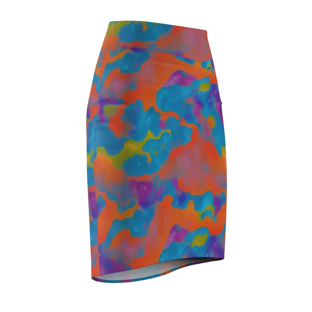 Chromatic Tidal Wave on Pencil Skirt — Front Side