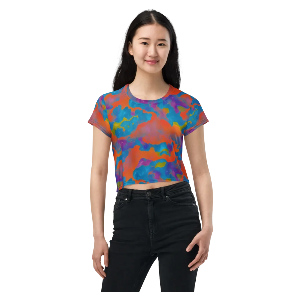 Chromatic Tidal Wave on Crop Tee — Front