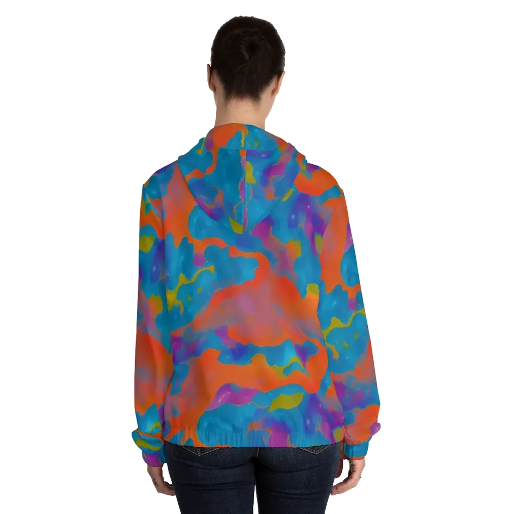 Chromatic Tidal Wave on Women's Full-Zip Hoodie — Back On Person