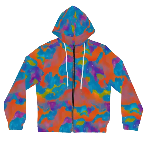 Chromatic Tidal Wave on a Women's Full-Zip Hoodie