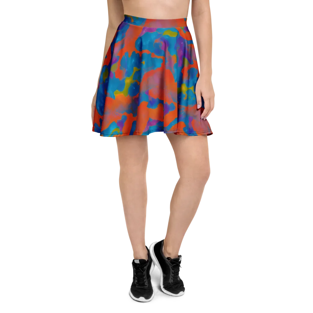 Chromatic Tidal Wave on Skater Skirt — Front