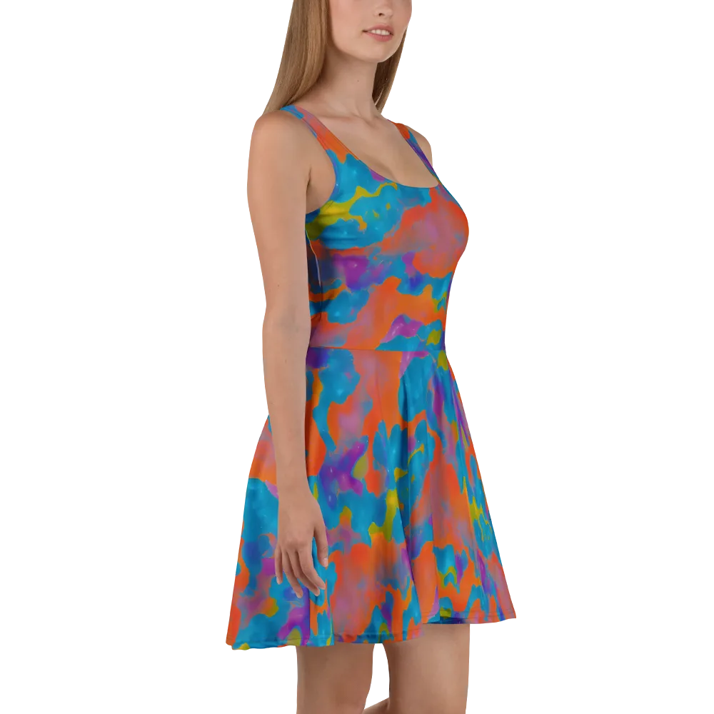 Chromatic Tidal Wave on Skater Dress — Right