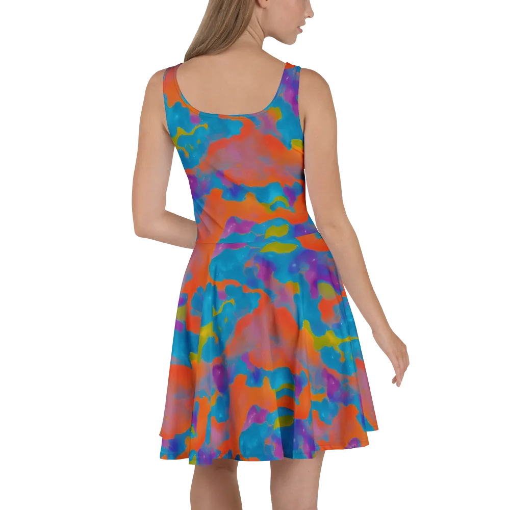 Chromatic Tidal Wave on Skater Dress — Back