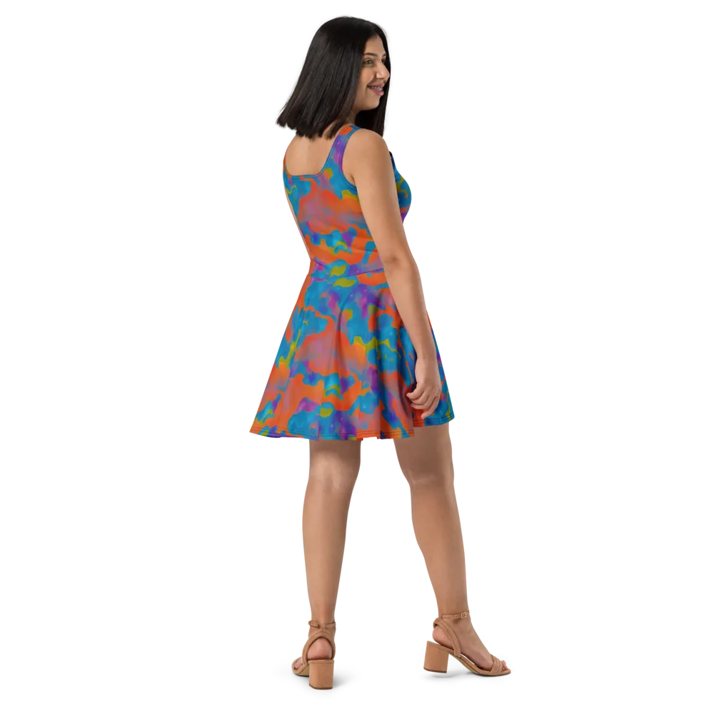Chromatic Tidal Wave on Skater Dress — Right