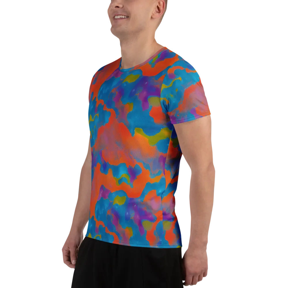Chromatic Tidal Wave on Men's Athletic T-Shirt — Left
