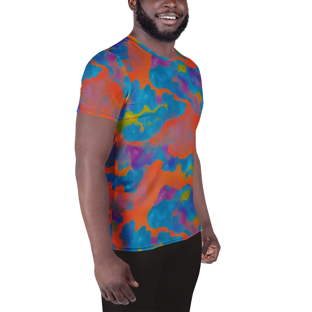 Chromatic Tidal Wave on Men's Athletic T-Shirt — Right
