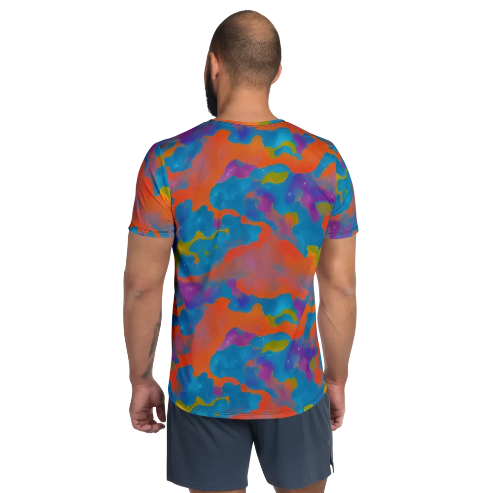 Chromatic Tidal Wave on Men's Athletic T-Shirt — Back