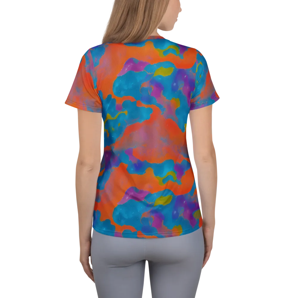 Chromatic Tidal Wave on Women's Athletic T-Shirt — Back