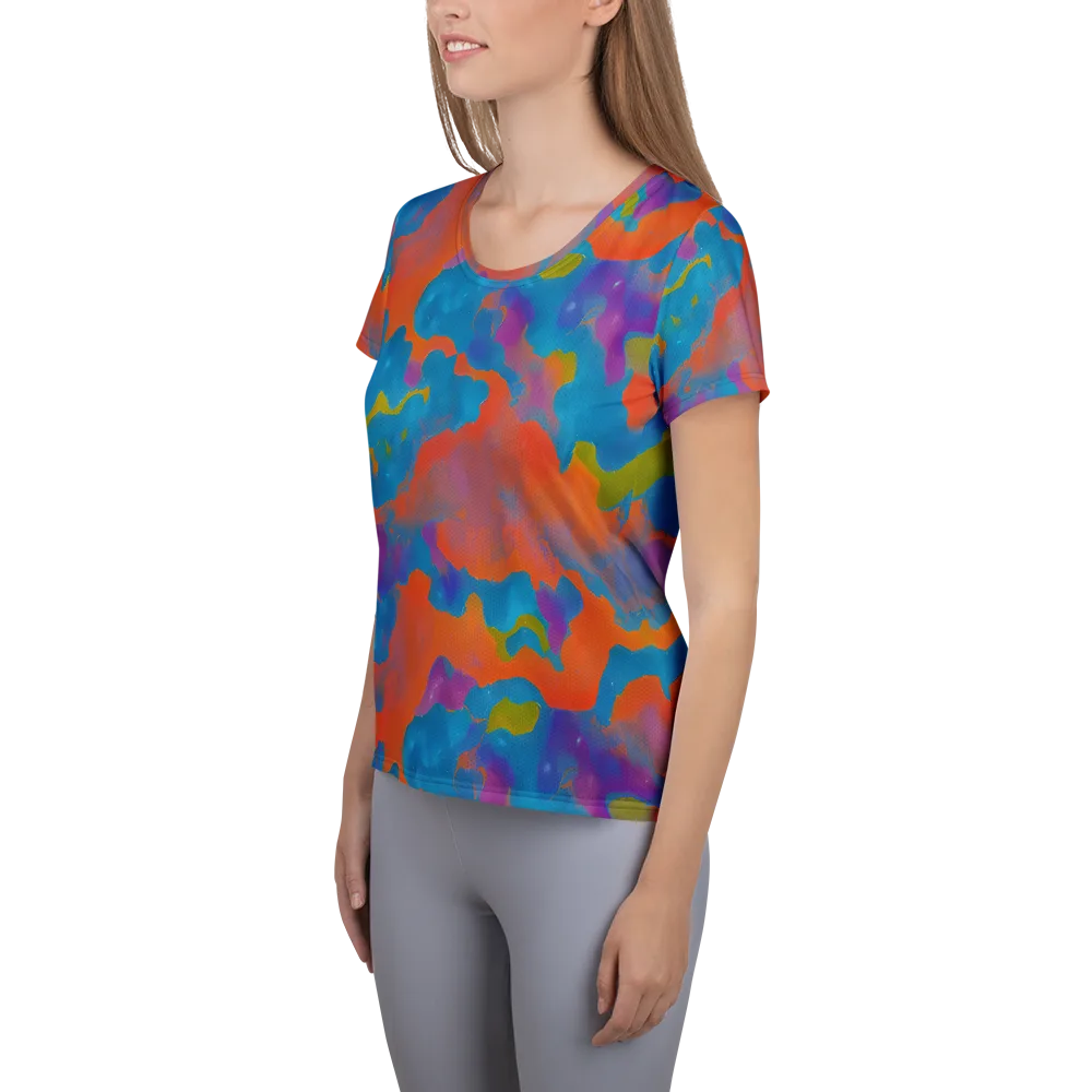 Chromatic Tidal Wave on Women's Athletic T-Shirt — Left