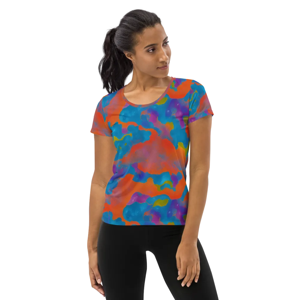 Chromatic Tidal Wave on Women's Athletic T-Shirt — Front
