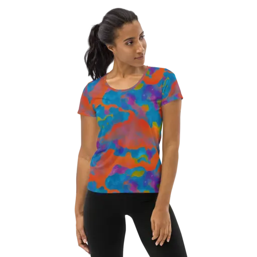 Chromatic Tidal Wave on a Women's Athletic T-Shirt