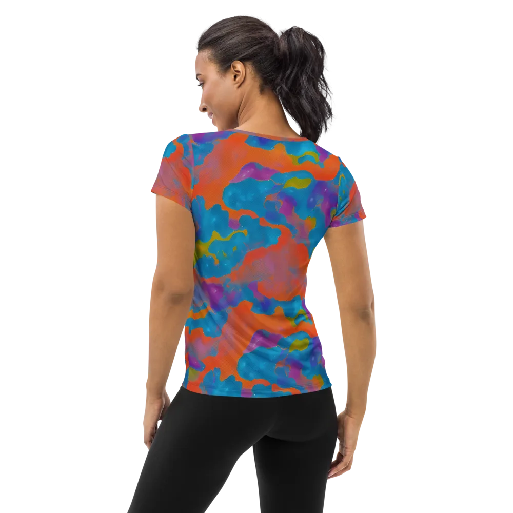 Chromatic Tidal Wave on Women's Athletic T-Shirt — Back