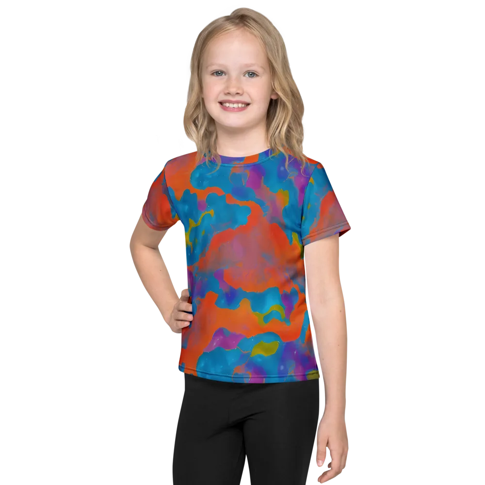 Chromatic Tidal Wave on Kids Crew Neck T-Shirt — Front