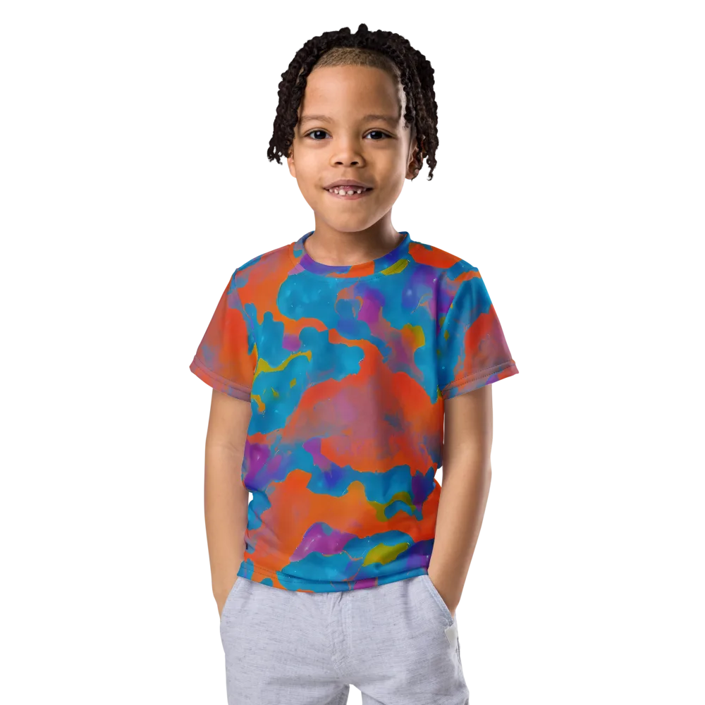 Chromatic Tidal Wave on Kids Crew Neck T-Shirt — Front