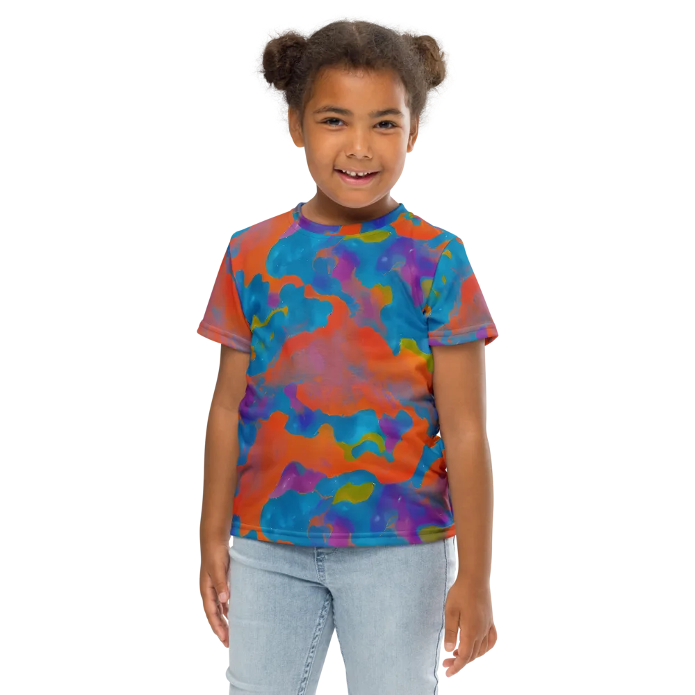 Chromatic Tidal Wave on Kids Crew Neck T-Shirt — Front