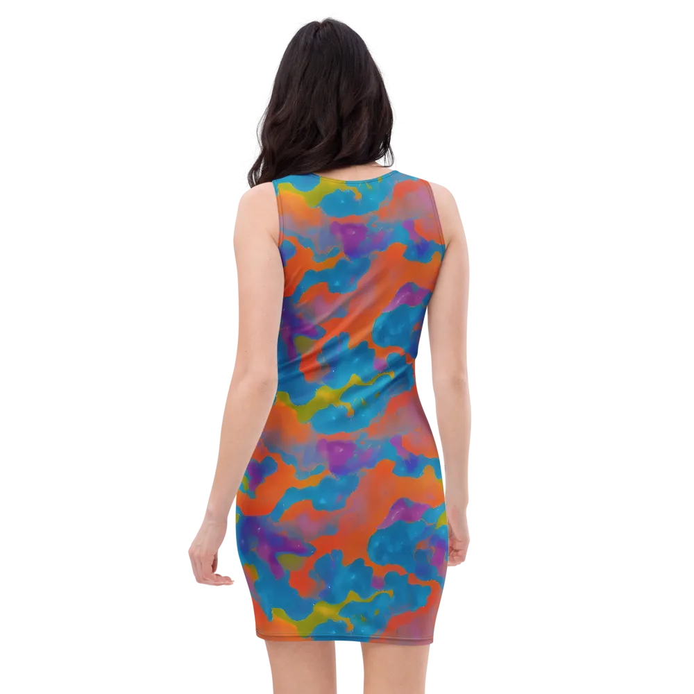 Chromatic Tidal Wave on Bodycon Dress — Back