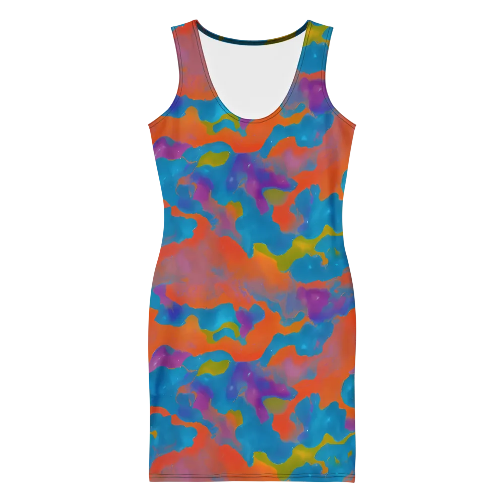 Chromatic Tidal Wave on Bodycon Dress — Front