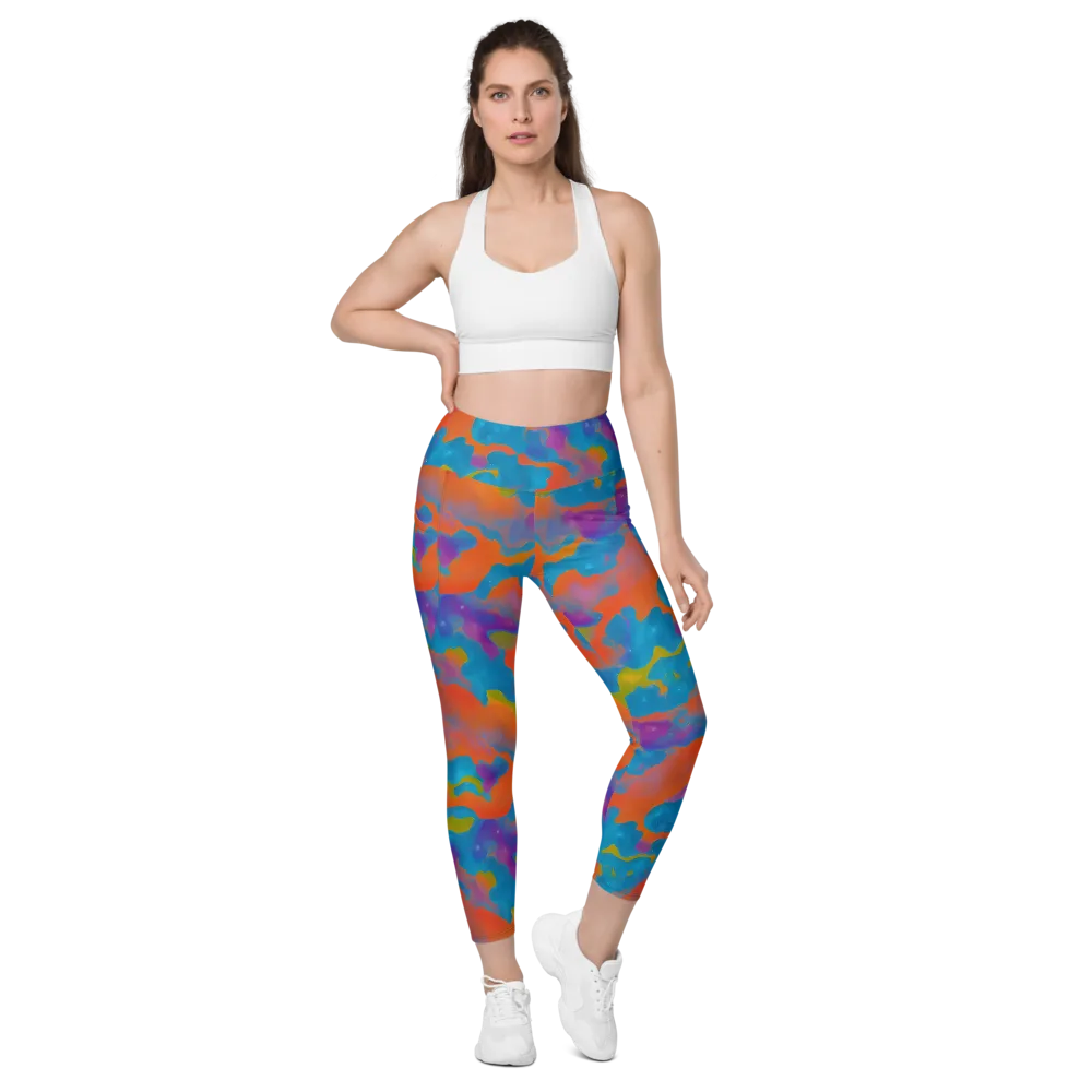 Chromatic Tidal Wave on Leggings with Pockets — Front
