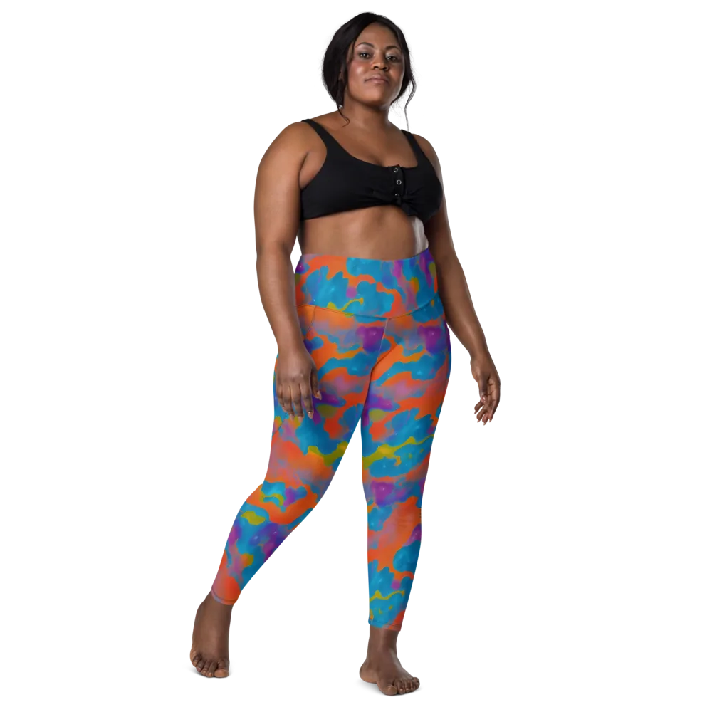 Chromatic Tidal Wave on Leggings with Pockets — Front