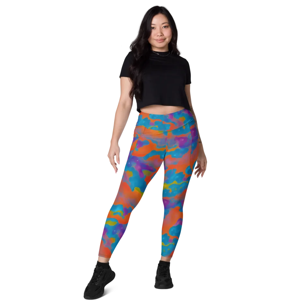 Chromatic Tidal Wave on Leggings with Pockets — Front
