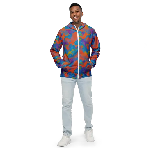 Chromatic Tidal Wave on a Men's Windbreaker
