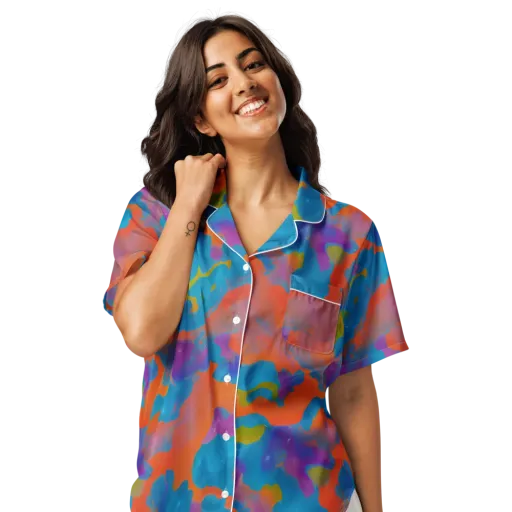 Chromatic Tidal Wave on a Women's Short Sleeve Pajama Top