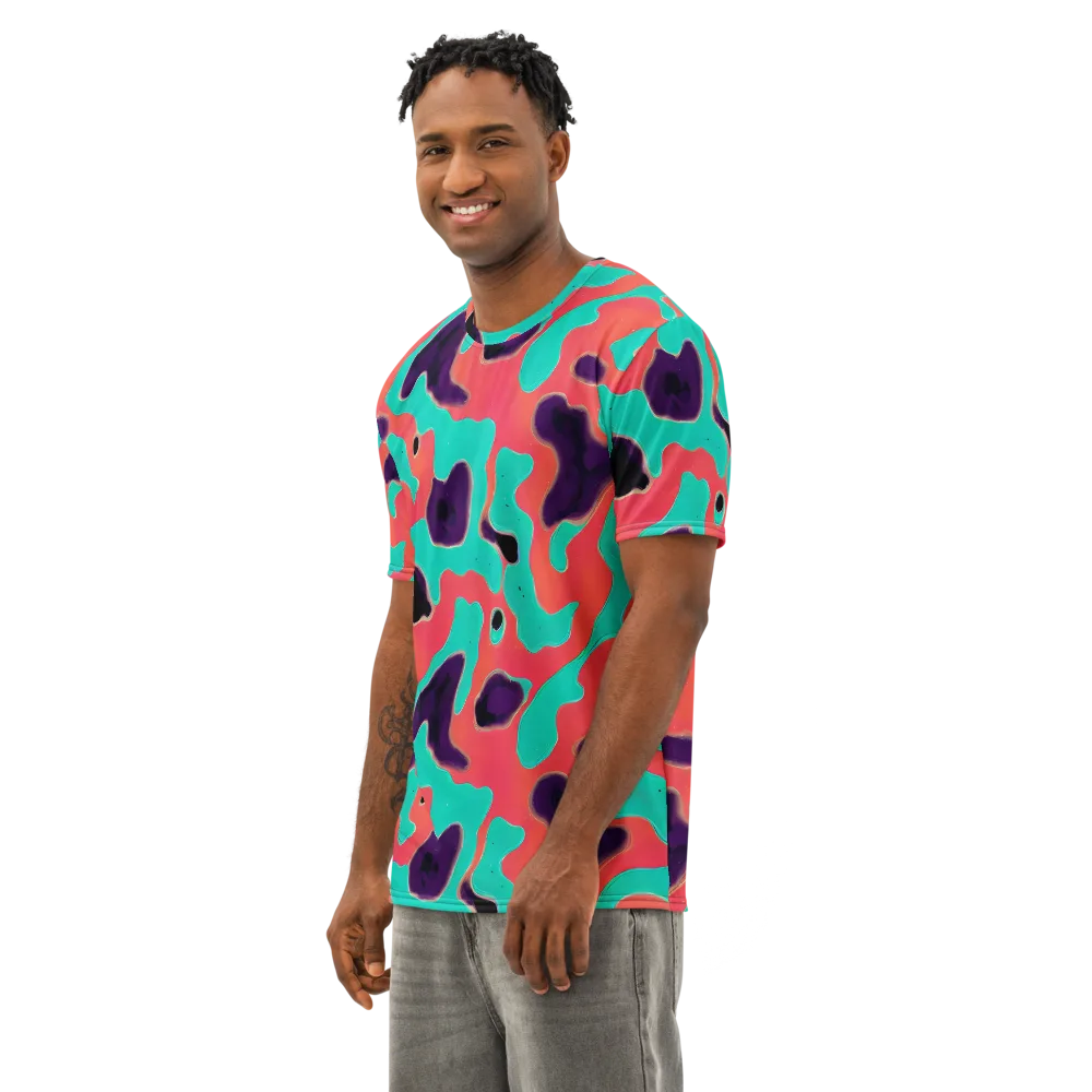 Aubergine Tide on Men's Cotton Crew Neck T-Shirt — Left Front