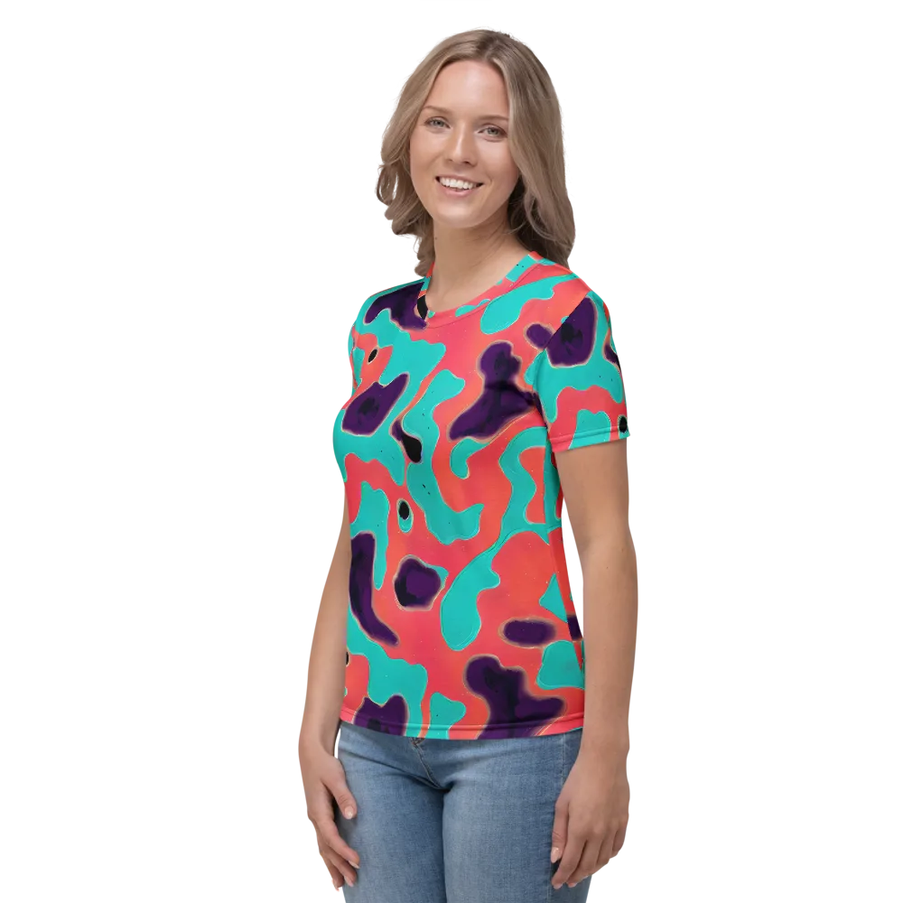 Aubergine Tide on Women's Crew Neck T-Shirt — Left