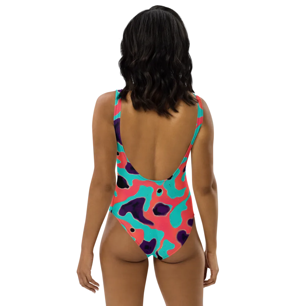 Aubergine Tide on One-Piece Swimsuit — Back