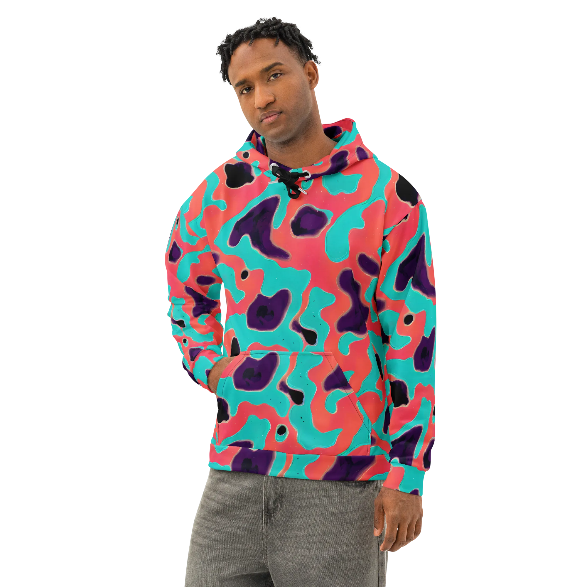 Aubergine Tide on Cotton Hoodie — Left Front