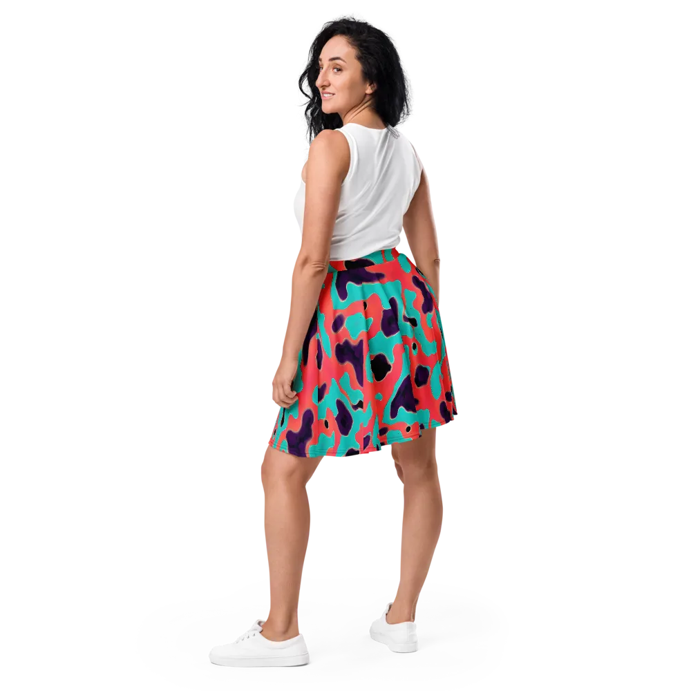 Aubergine Tide on Skater Skirt — Back