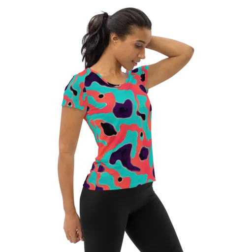 Aubergine Tide on a Women's Athletic T-Shirt