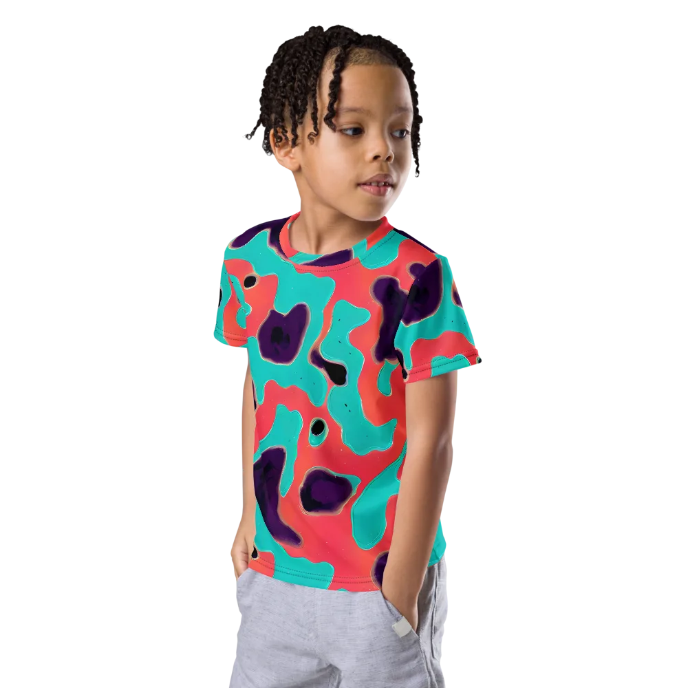 Aubergine Tide on Kids Crew Neck T-Shirt — Left Front