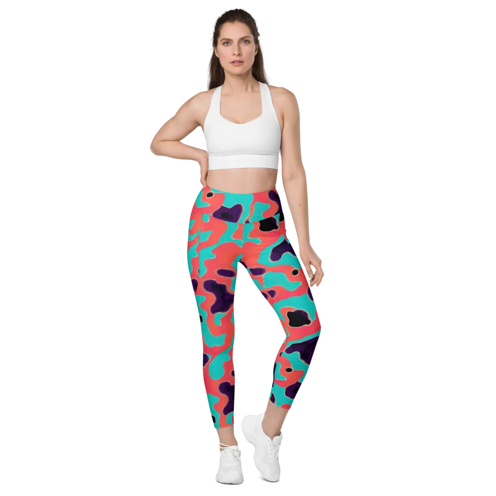 Aubergine Tide on Leggings with Pockets — Front