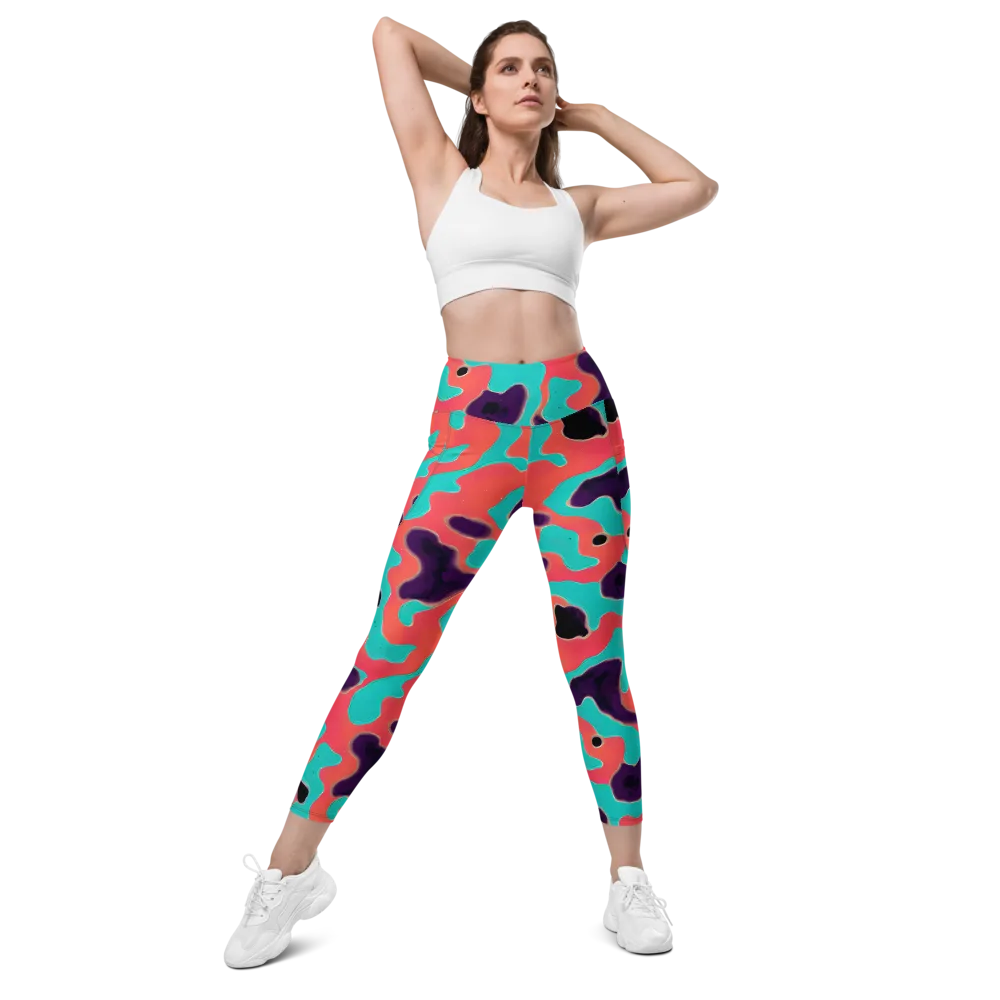 Aubergine Tide on Leggings with Pockets — Front